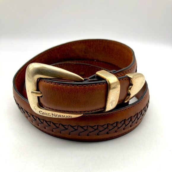 Greg Norman Men’s Brown Genuine Leather Braidered Belt Size 40/100 47,5”/46” - Picture 1 of 8